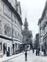 Rabínská ulice ke Staronové synagoze a k židovské radnici kolem roku 1903