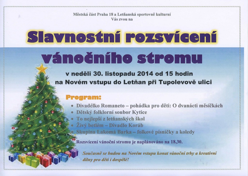 Rozsvícení vánočního stromu v Letňanech
